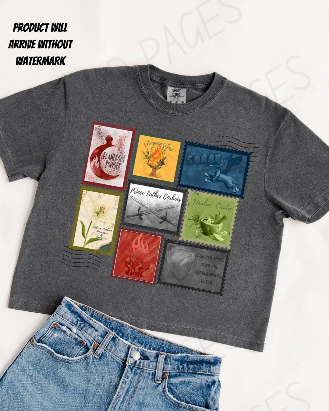 The Kindred's Curse Saga stamp boxy crop shirt | Made in-house | Officially licensed by Penn Cole