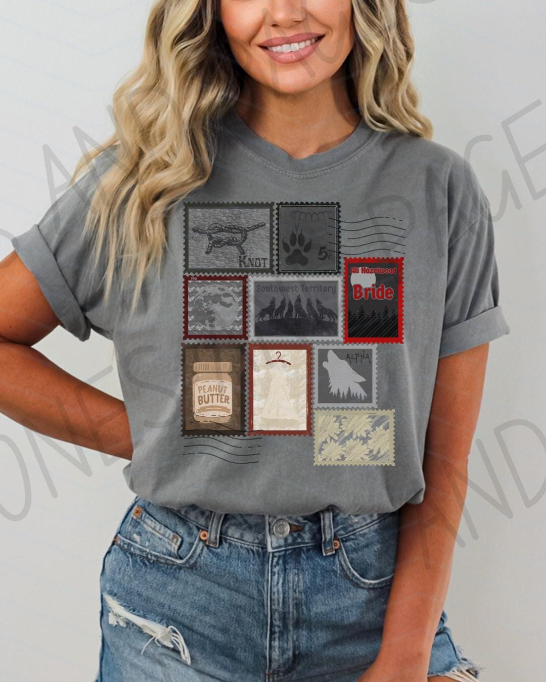 Bride postage stamp shirt | Mate by Ali Hazelwood | Made in-house | Officially licensed
