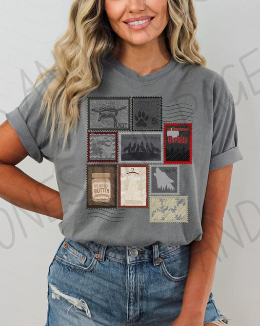 Bride postage stamp shirt | Mate by Ali Hazelwood | Made in-house | Officially licensed
