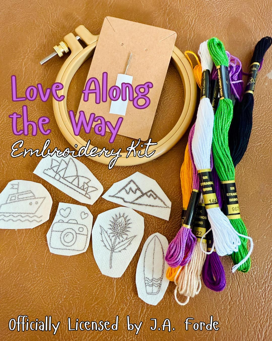Love Along the Way Bookish Embroidery Kit | Officially licensed by J.A. Forde