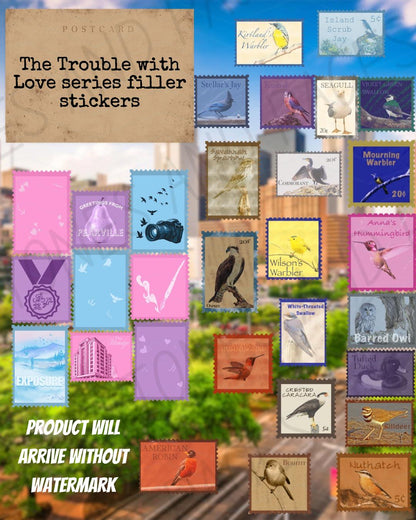 The Trouble with Love stamp filler stickers |  Officially Licensed by  Harriet Ashford