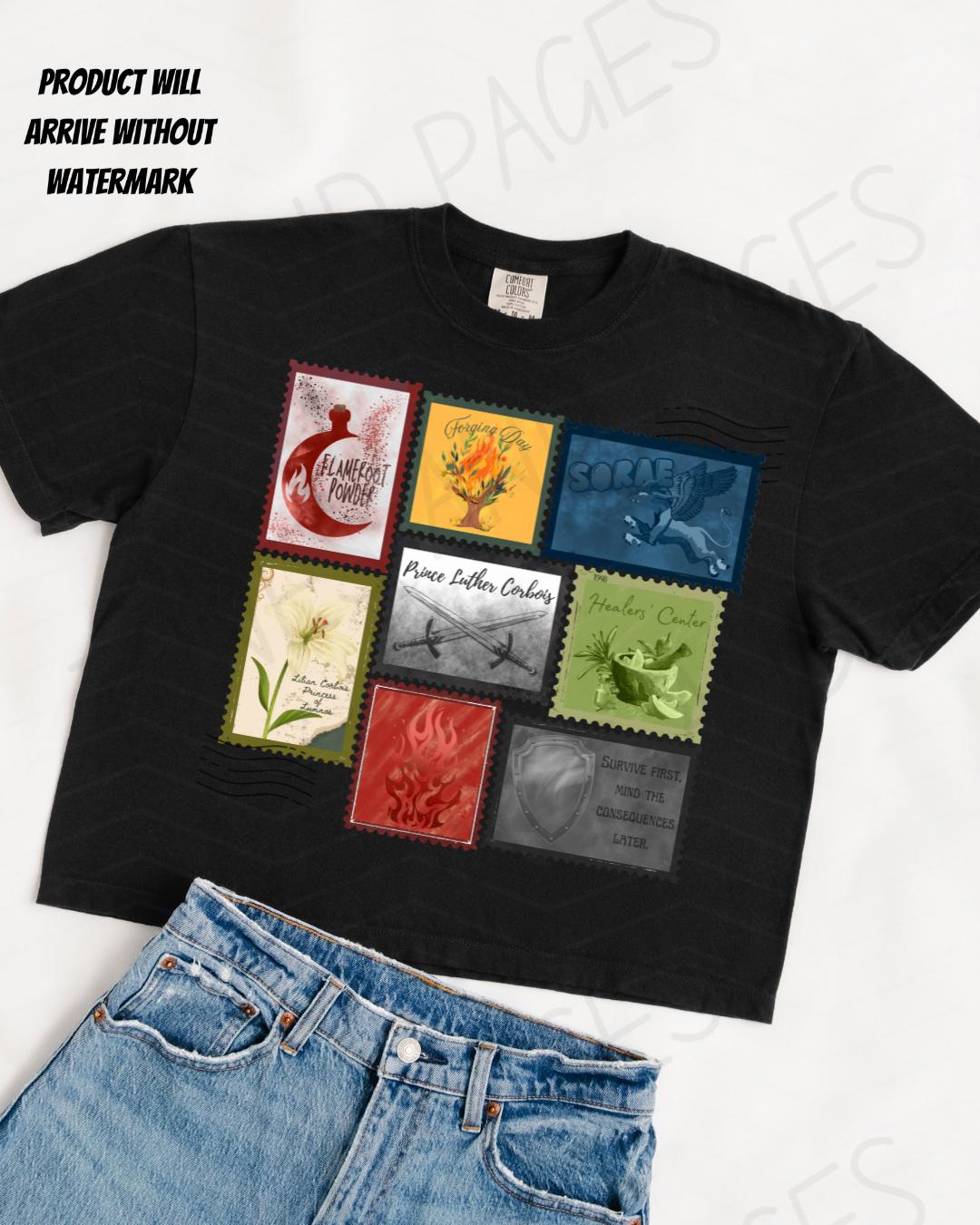 The Kindred's Curse Saga stamp boxy crop shirt | Made in-house | Officially licensed by Penn Cole