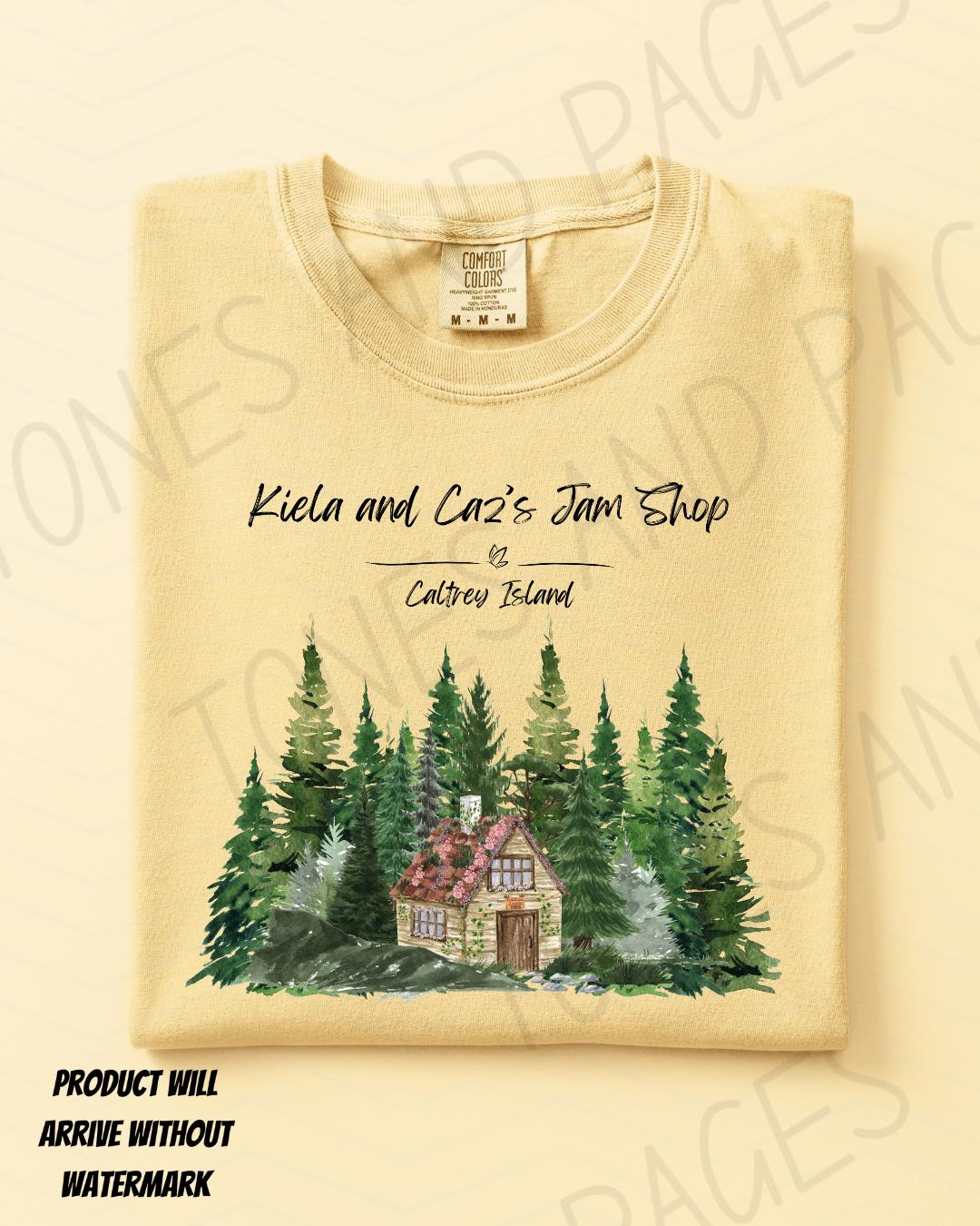 Kiela & Caz's Jam Shop shirt | The Spellshop | Made in-house | Officially licensed by Sarah Beth Durst