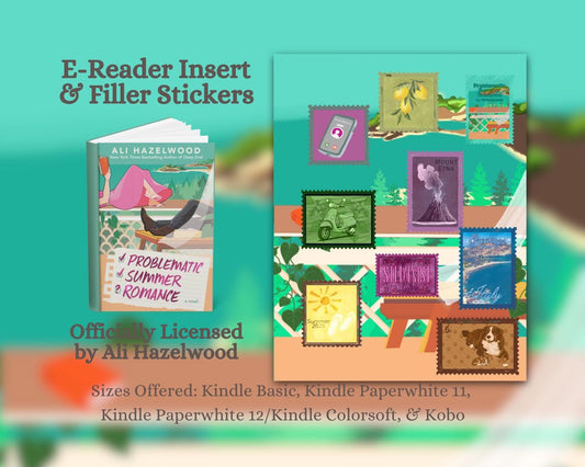 Problematic Summer Romance E-Reader Insert + Filler Stickers Bundle | Made in-house | Officially licensed by Ali Hazelwood