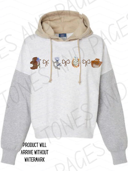 Rebel Blue Ranch cropped colorblocked hoodie | Made in-house | Officially licensed by Lyla Sage