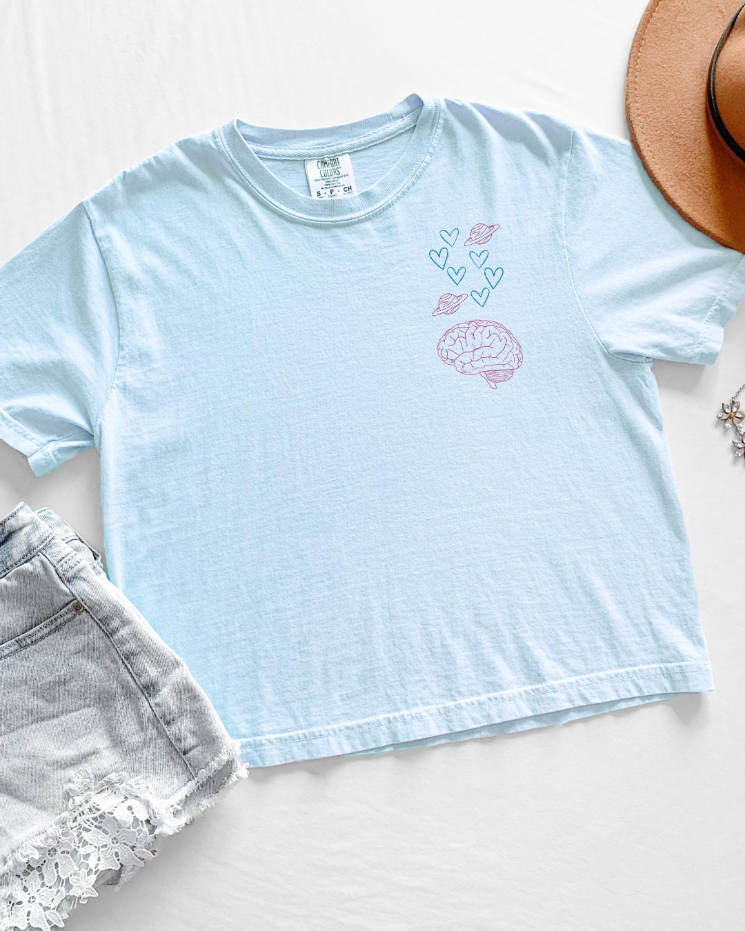 Love on the Brain boxy crop shirt | Love, Theoretically by Ali Hazelwood | Made in-house | Officially licensed