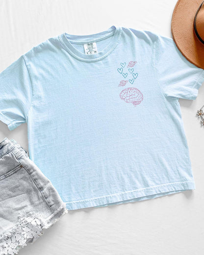 Love on the Brain boxy crop shirt | Love, Theoretically by Ali Hazelwood | Made in-house | Officially licensed