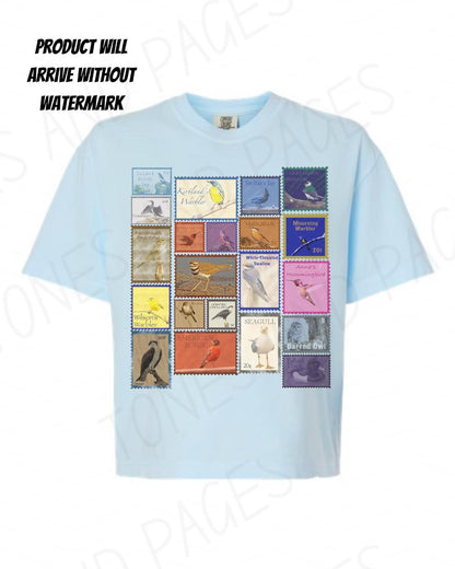 The Trouble with Love and Exposure bird stamp boxy crop shirt | Made in-house | Officially licensed by Harriet Ashford