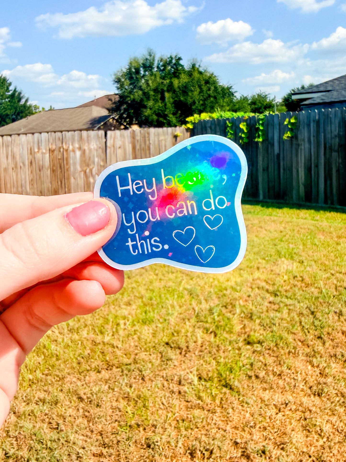 Hey Bestie mental health holographic sticker pack