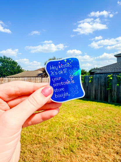 Hey Bestie mental health holographic sticker pack