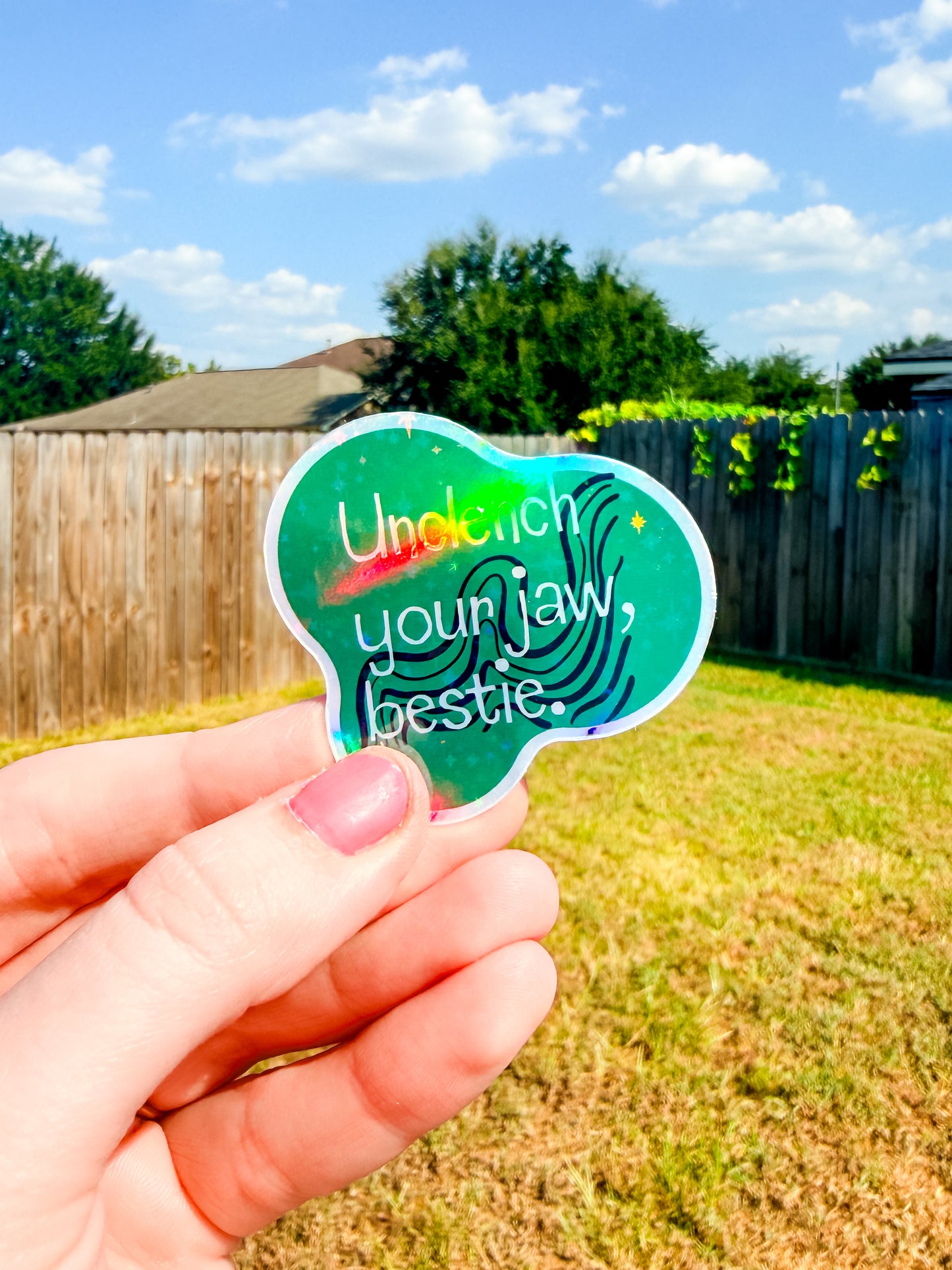 Hey Bestie mental health holographic sticker pack