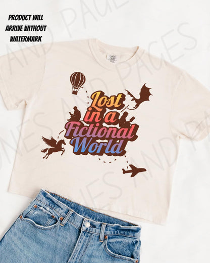 Lost in a Fiction World boxy crop shirt | Bookish & Obsessed Collection | Made in-house