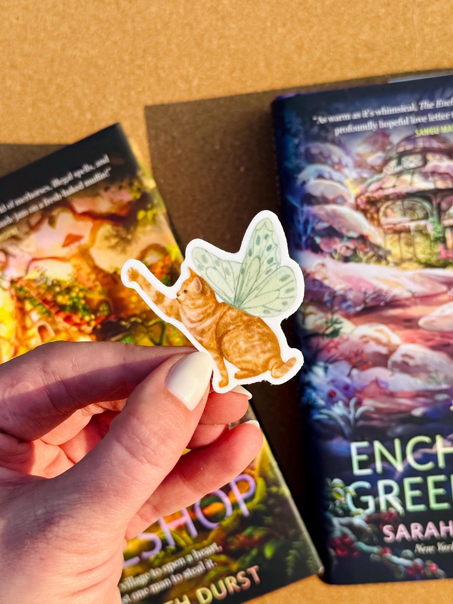 The Spellshop winged cat sticker |  Officially Licensed by Sarah Beth Durst