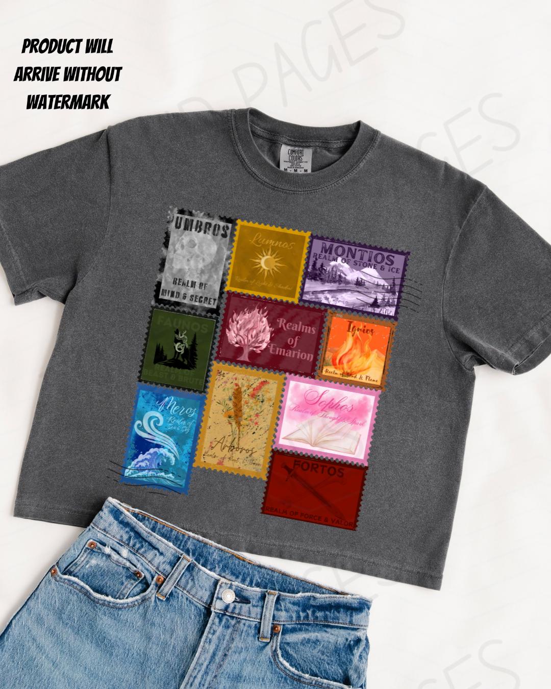 Emarion Realms stamp boxy crop shirt | Made in-house | Officially licensed by Penn Cole