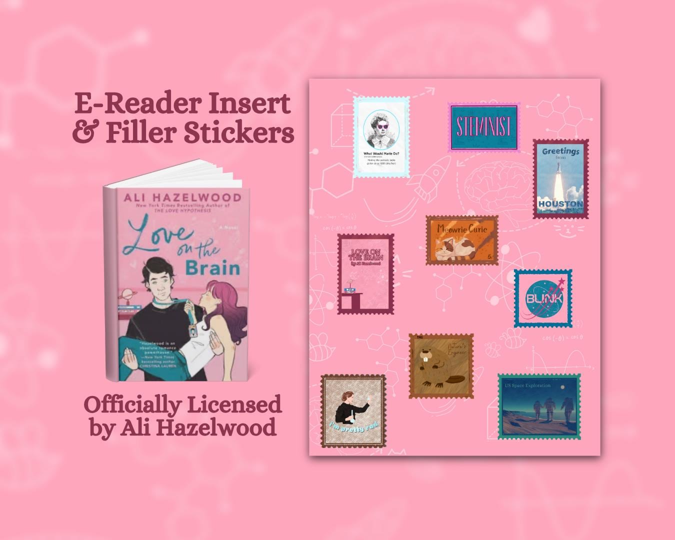 Love on the Brain E-Reader Insert + Filler Stickers Bundle | Made in-house | Officially licensed by Ali Hazelwood