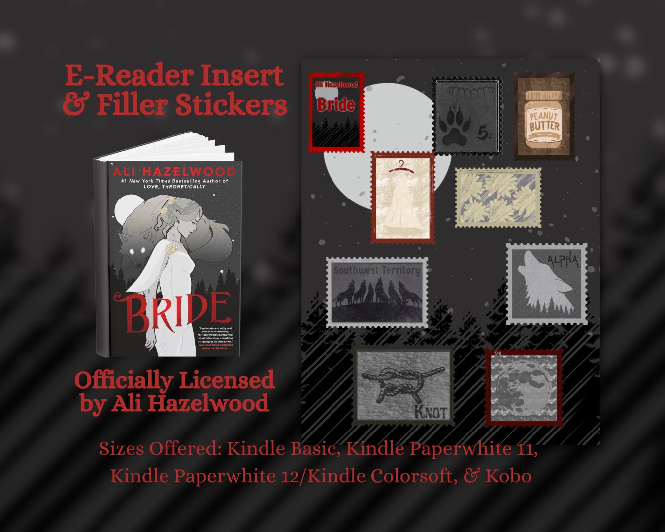 Bride E-Reader Insert + Filler Stickers Bundle | Made in-house | Officially licensed by Ali Hazelwood