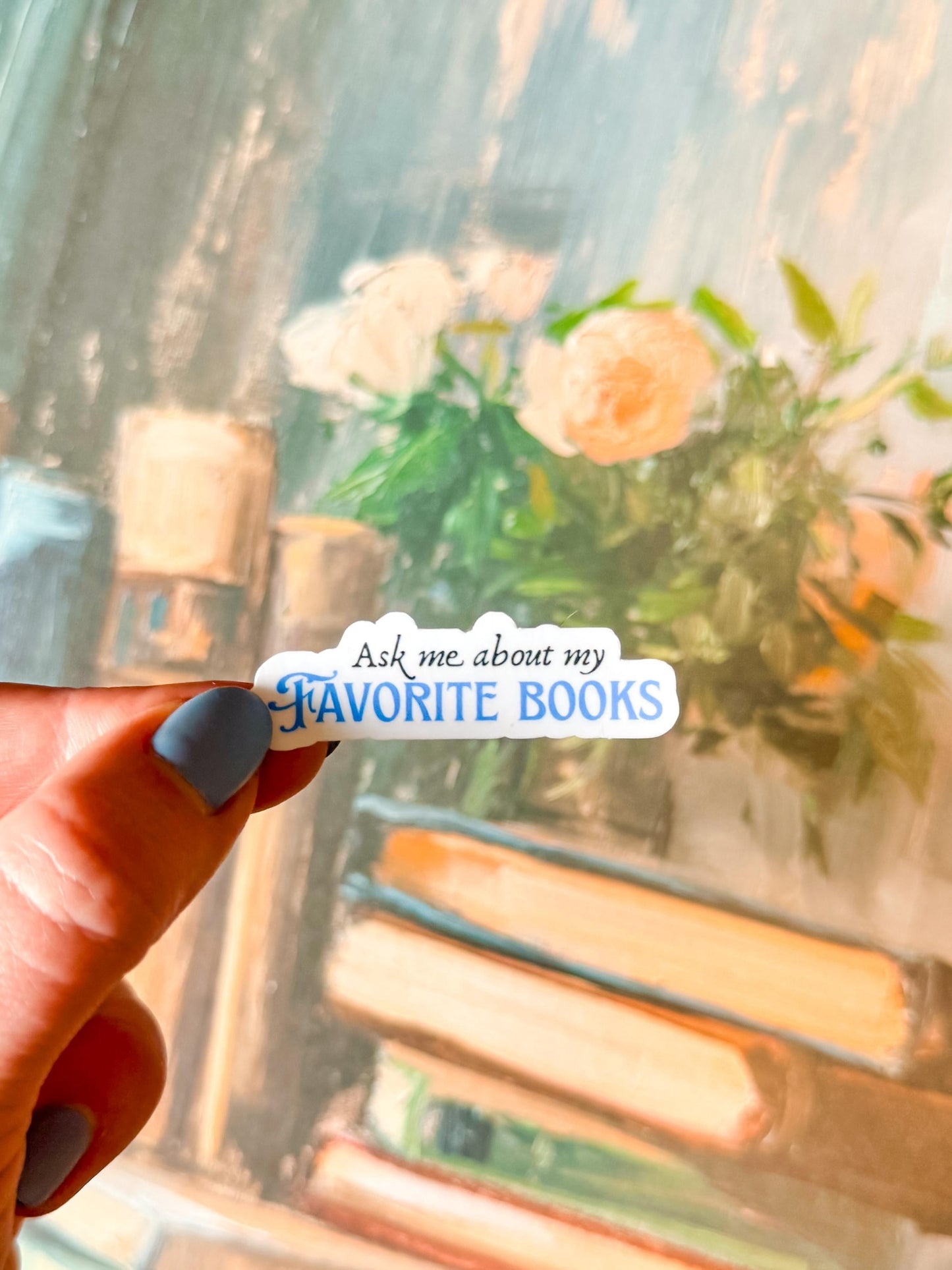 Ask me about my favorite books sticker | Made in-house