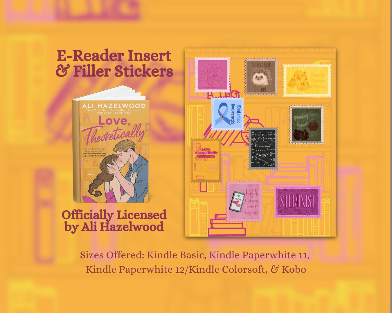 Love, Theoretically E-Reader Insert + Filler Stickers Bundle | Made in-house | Officially licensed by Ali Hazelwood