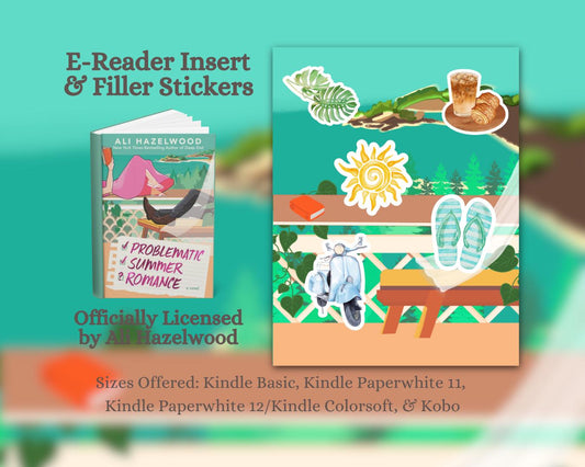 Problematic Summer Romance E-Reader Insert + Filler Stickers Bundle | Made in-house | Officially licensed by Ali Hazelwood