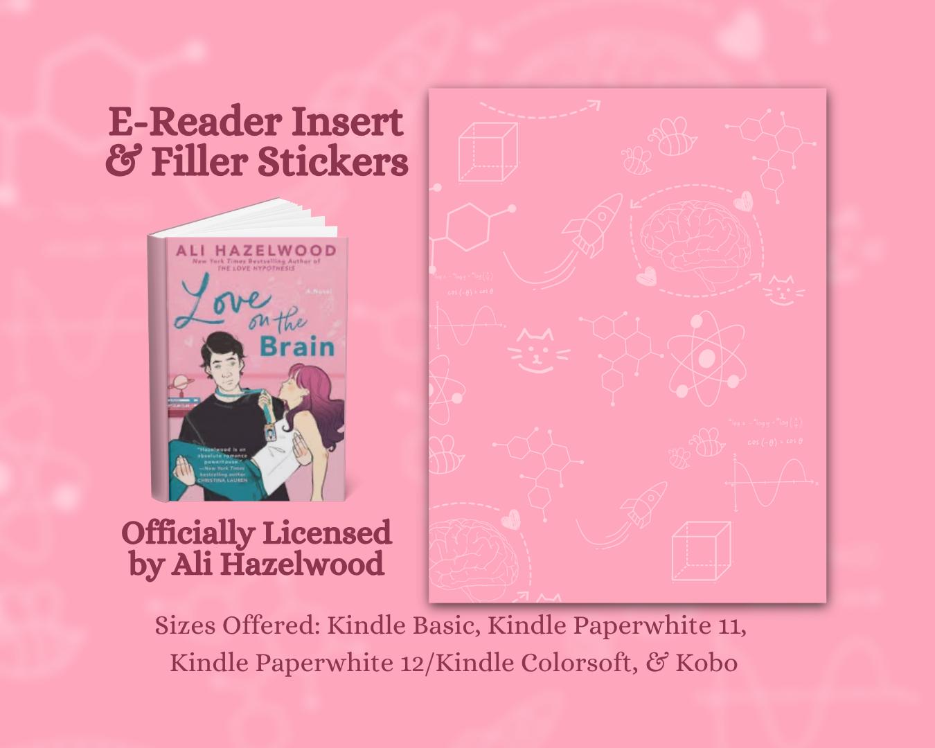 Love on the Brain E-Reader Insert + Filler Stickers Bundle | Made in-house | Officially licensed by Ali Hazelwood